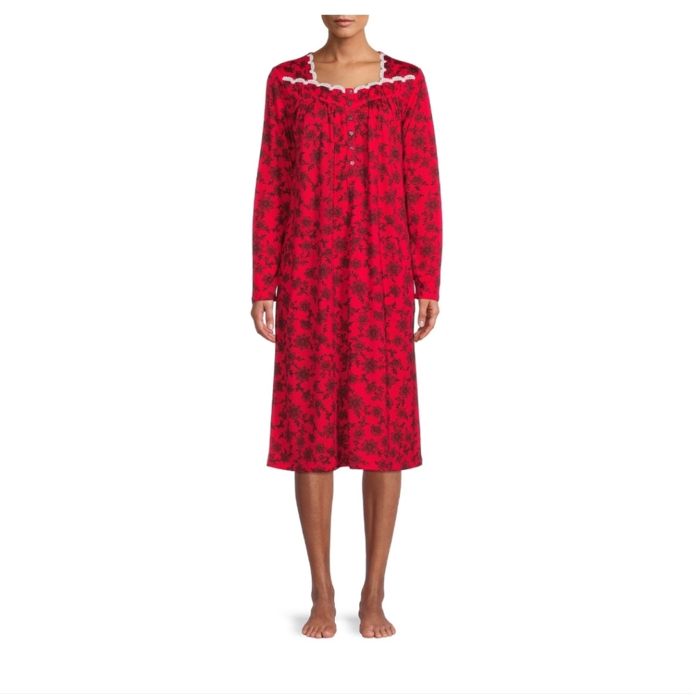 SECRET TREASURES Red Knit Nightgown - Picture 1 of 7